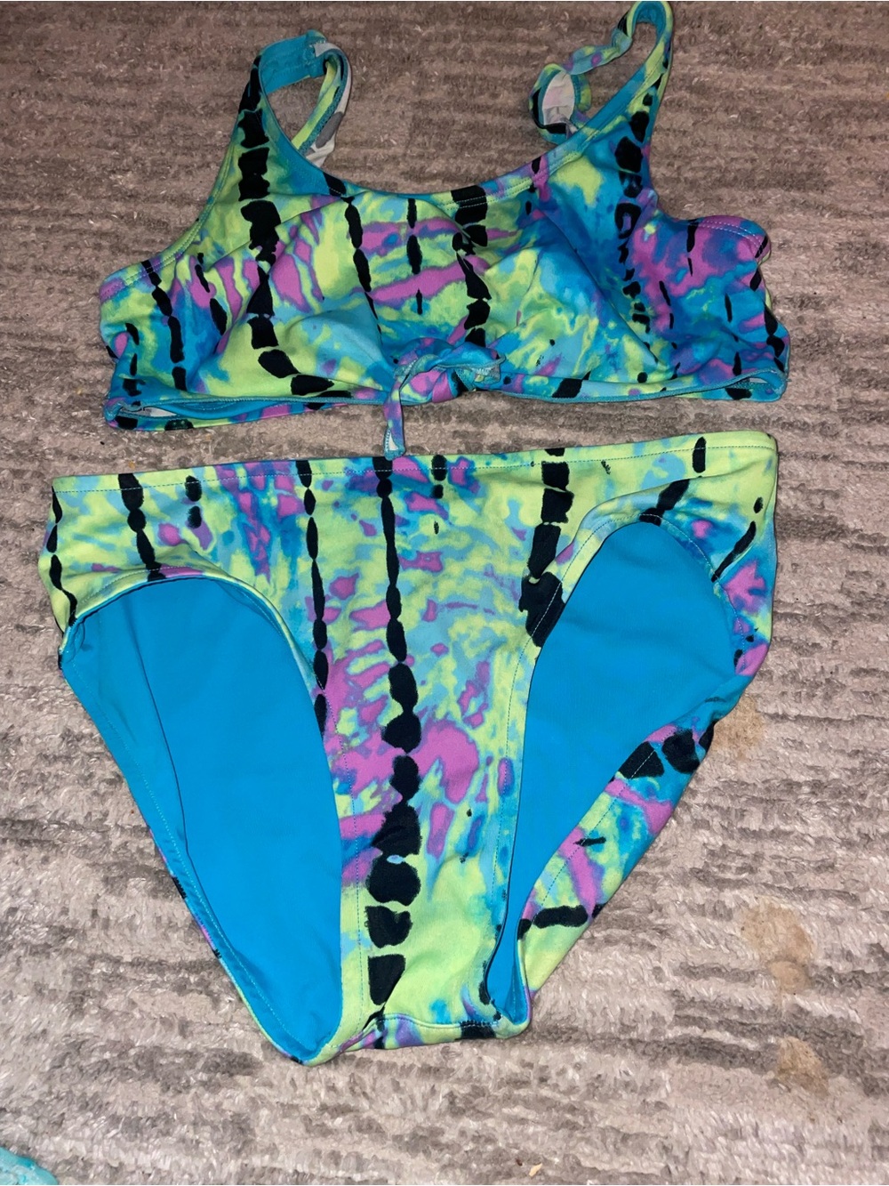 Justice Bright Blue & Neon Tie-Dye Bikini Set